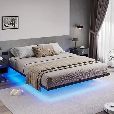 Floating Bed Frame California King Size With LED LightsMetal Platform Bed Frame • $129.97