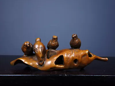 Old Tibetan Boxwood Carving Pen Holder Quail - • $62.91