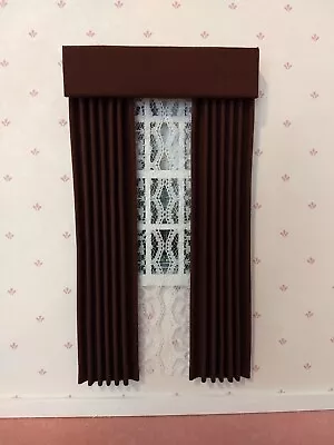 Coffee Dollhouse Curtains 1:12 Scale • $12.49