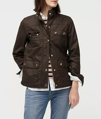 J.CREW Downtown Field Jacket Womens Large Brown Long Sleeve Snap Full Zip • $34.99