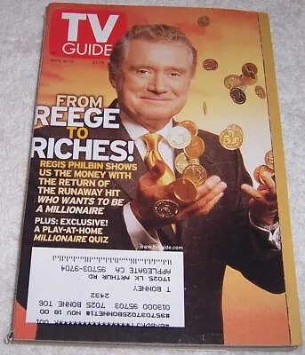 TV Guide Magazine November 6-12 1999 Regis Philbin • $4.99