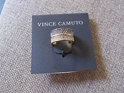 Vince Camuto Stackable Crystal Band Ring Size 6 Gold Tone NWT • $7.49