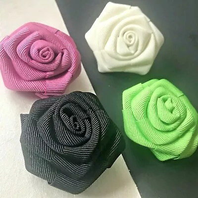 £2.90 • Buy Corsage Rose Flower Brooch Silky Grosgrain Ribbon Fabric Textile 6 Cm Wedding