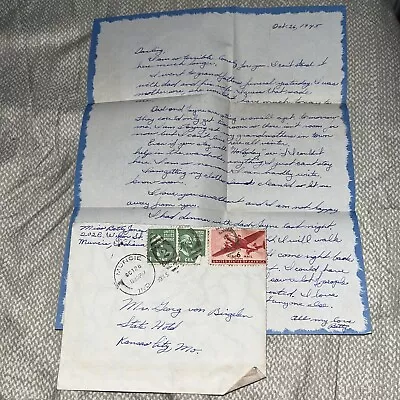 Vintage 1945 Love Letter To Ice Skating Champion At State Hotel Kansas City MO • $33.13