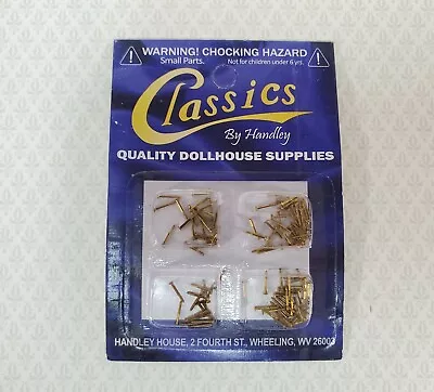 Brass Nails Brads Small Tiny Thin 1/4  Pack Of 100 Dollhouse Miniatures Hardware • $6.49