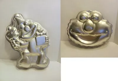 Vintage Elmo W/ Gift-2105-4296 And Elmo Face 2105-3461 Wilton Cake Pan Lot Of 2 • $19