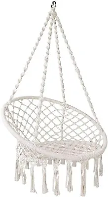 Perfect Hanging Hammock Rope Swing Chair Macrame Soft Seat Outdoor Indoor Garden • £29.99