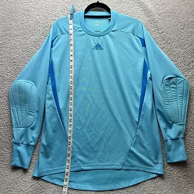 Adidas Mens Medium Climalite Goalie Padded Elbows Soccer Jersey Shirt Goalkeeper • £14.99