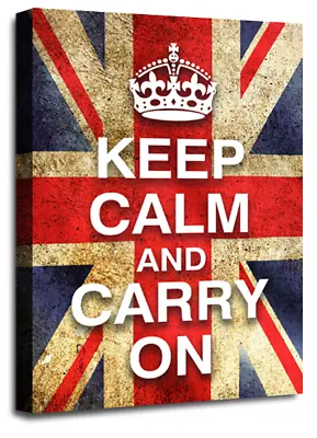 KEEP CALM ART PRINT Carry On Red White Blue Framed Wall Canvas Picture Large • £33.99