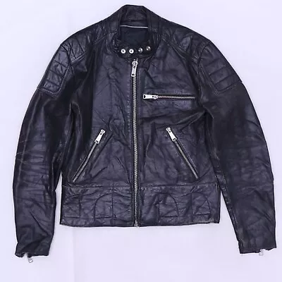 C5511 VTG Sears Motorcycle Full Zip Leather Biker Jacket Size 38 • $39.99