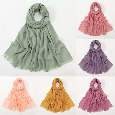 Women Muslim Hijab Head Wrap Scarf Shawl Cotton Headscarf Islamic Stoles Scarve • $2.78