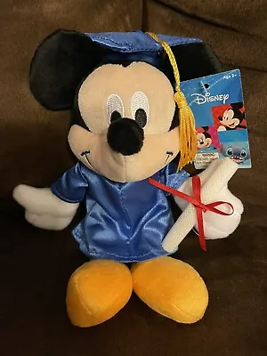 NEW Mickey Mouse Graduation Graduate 9  Plush W/diploma School Disney Blue Cap • $13.99