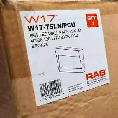 RAB Lighting - W17-75LN/PCU - W17 Wall Pack 69W 4000K Bronze Finish • $89.99