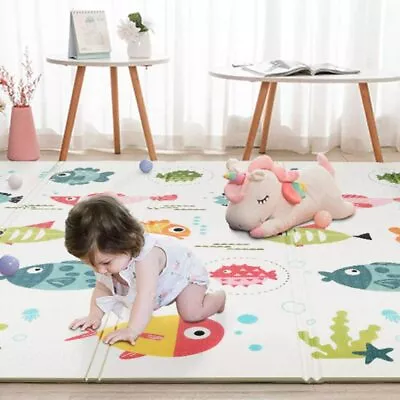 2-Side Foldable Baby Waterproof Play Mat Gym Kids Crawling Soft Playmat Foam Rug • £23.50