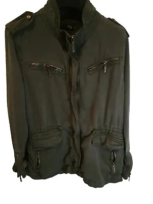Max Jeans Military Style Womens Sz Med Army Green Tencel Zip Up Jacket/Pockets  • $9.98