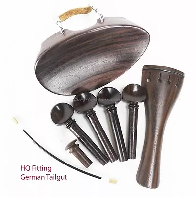 YDC Violin Rosewood  Fitting 8 Piece Set --German Tailgut --Flat Flesch Chinrest • $28.99