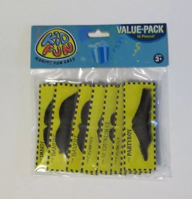 12 Stick On Adhesive Fake Mustache Costume Western Cowboy Party Goody Favor • $5