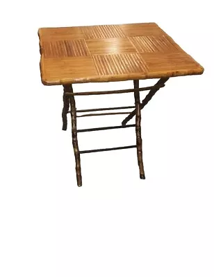 Vintage Folding Burnt Bamboo Table • $500