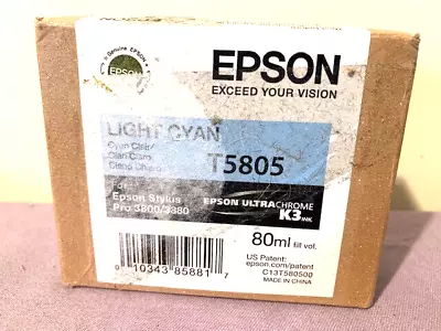Genuine Epson T5805 Light Cyan 80ml Ink Stylus 3800/3880 -- New Open Box 10/2016 • $39.99