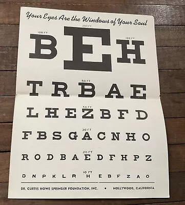 VINTAGE ADVERTISING EYE CHART Poster Card - DR. Howe - Hollywood California CA • $14.97