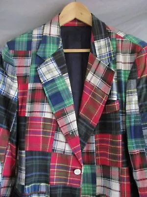 J Crew Vintage Indiana Madras Plaid Patchwork Blazer Sport Coat Jacket 38R • $129.99