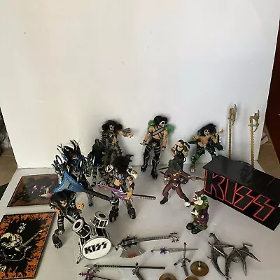 KISS Action Figures Lot Of 10 Figures  McFarlane Toys Plus Accessories • $45.32