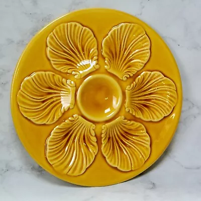 Proceram French Majolica OYSTER SERVING PLATE Yellow Ochre Vintage Plate • $39.99