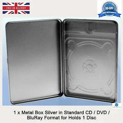 1 X Metal Box Silver In Standard DVD Format 1 Disc Replacement Case No Window • £5.99