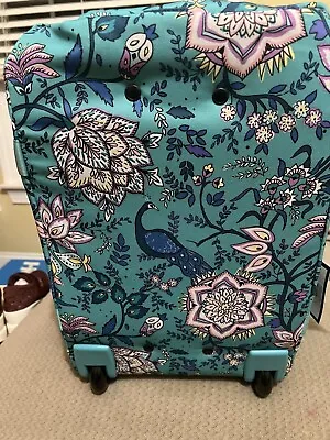 VERA BRADLEY Lighten Up Wheeled Rolling Carry-On Luggage Bag Peacock Garden Blue • $149