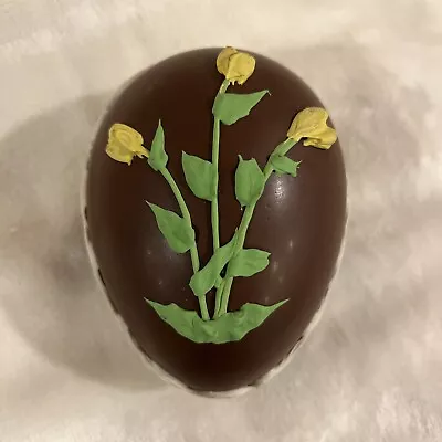 Vintage Decorative Ceramic Faux Fake Chocolate Easter Egg Yellow Flowers • $30