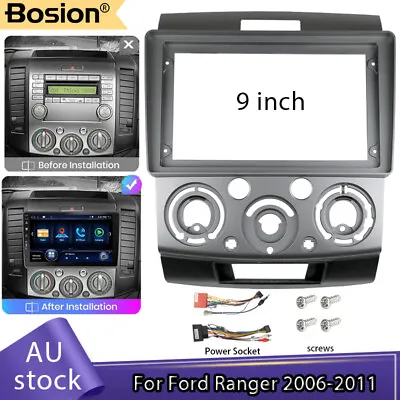 9''Head Unit Car Stereo Fascia Panel Mask Frame&Cable For Ford Ranger 2006-2011 • $38.26