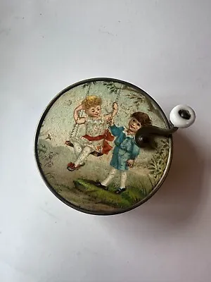 Antique  Hand Painted Crank Wind Up French Musical Box Manivelle 1894 • £75