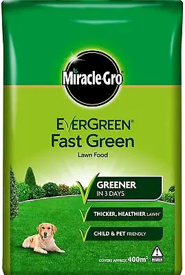 Miracle Gro Evergreen Fast Green Lawn Food Grass Feed Garden Care 400m² 14kg • £32.95