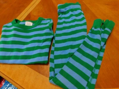 $8.99 • Buy Hanna Andersson Green Striped L/S 2 Piece Organic Cotton Pajama Lounge Set 6/7
