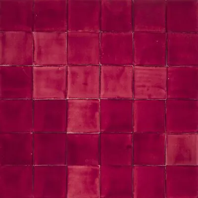 Red Single-coloured Tiles Talavera Patchwork Mosaic Tile -Rosa Mexicano Amaranth • £23