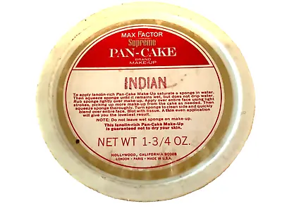 1960s INDIAN MAX FACTOR SUPREME  PAN CAKE MAKEUP Vintage MOVIE SET TELEVISION • £37.06