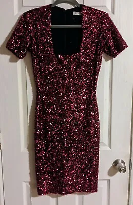 Marc Bouwer Sequin Dress S 2/4 Barbiecore Pink Cocktail Party Glam Y2K Party • $89.99