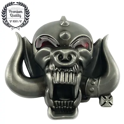 Belt Buckle Pewter Finish Skull Motorhead Fashion Cowboy Jeans Metal Zinc Alloy • $20.10