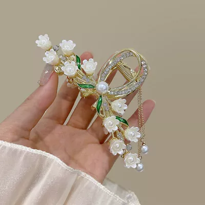 Hair Accessories Pearl Flower Tassels Hair Clip Lily Of The Valley Shark Clip • £4.37