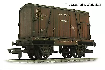 £24.99 • Buy Dapol BR Conflat Flat Wagon + Container Load *PRO WEATHERED LOOK