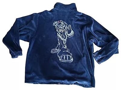  IOU Track Jacket Men's Size XL Velour Full Zip Navy Blue 90's Vintage Y2K Logo • $34.19