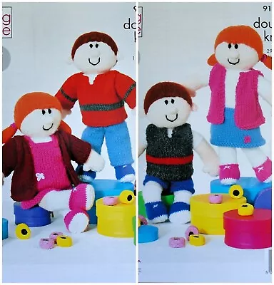 KNITTING PATTERN Rag Dolls Boy&Girl Stuffed Toys PATTERN DK King Cole 9141 • £4.49