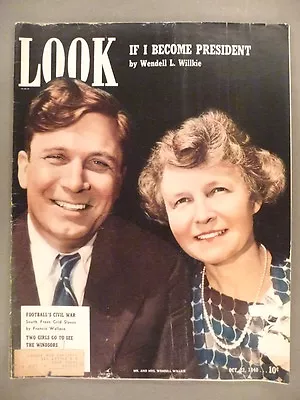 Look Magazine - October 22 1940 -- Wendell Wilkie Cover  • $12.99