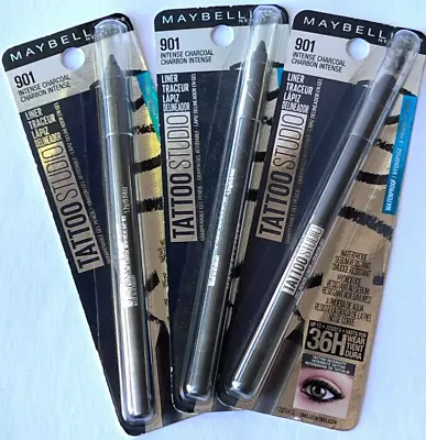 Maybelline Tattoo Studio-sharpeable Gel Eyeliner- 901  Intense Charcoal Pck Of 3 • $24.99