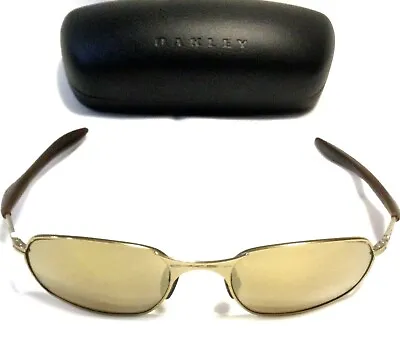 RARE OAKLEY SQUARE WIRE GEN 2 SUNGLASSES Gold Mirror Lenses Shark Fin Earsocks • $359.99