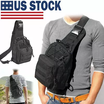 Bolso De Hombro Para Hombre Mochila Molle Tactical Sling Chest Pack Senderismo A • $19.99