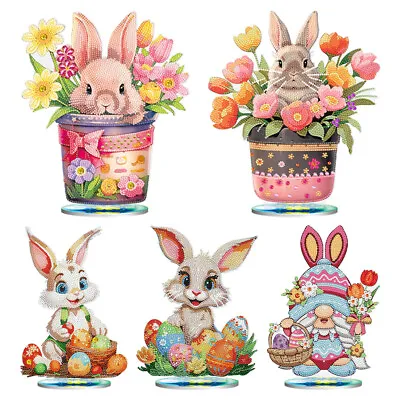 DIY Diamond Painting Art Easter Egg Bunny Desktop Tabletop Ornament Decor Gifts • £10.43