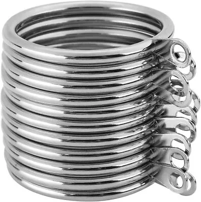 Large Silver Curtain Pole Rings 40mm Strong Metal Curtain Hanging Rings Sliding  • £3.99