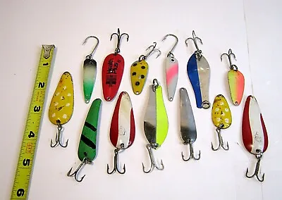 Vintage Mixed Lot Of 13 Walleye Trout Salmon Spoons 1.5 - 2.5 In Lures Fishing • $13.99