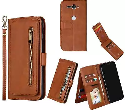 Sony Xperia Xz2 Compact Leather Wallet 9 Card Slots Vertical Flip &Zip • $14.50